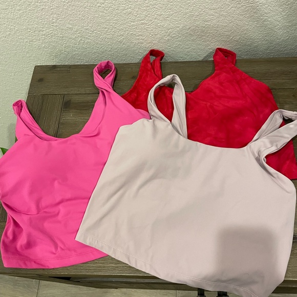 Tops - Set of Three Fitness Workout Tank Tops in Pink, Red, & Light Lavender SZ Medium
